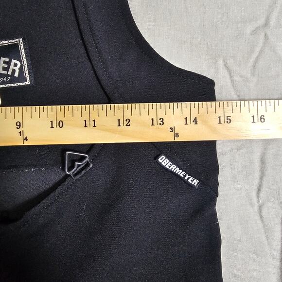 Vintage Obermeyer Black Wool Ski Bibs Size Large PTP 15 Waist 14.5 Length IS 29 - Picture 8 of 11